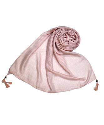 Best Selling Stole - Premium Cotton Fabric - Circular Design All Over The Stole With Fringe's At The Border - Pink 1
