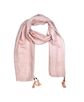 Best Selling Stole - Premium Cotton Fabric - Circular Design All Over The Stole With Fringe's At The Border - Pink 2