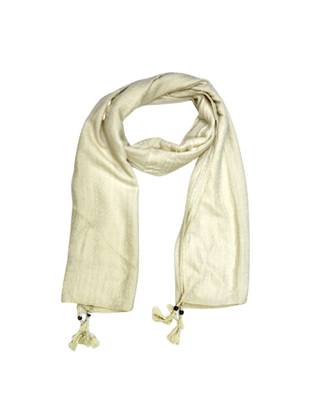 Best Selling Stole - Premium Cotton Fabric - Circular Design All Over The Stole With Fringe's At The Border - Cream 2