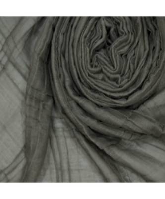 Premium Crush Cotton Fabric - Designer Party Wear Striped Liner Stole With Colourful Fringe's - Grey 4