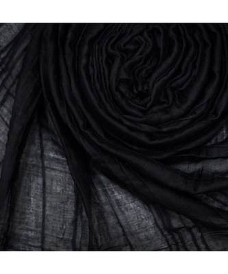 Premium Crush Cotton Fabric - Designer Party Wear Striped Liner Stole With Colourful Fringe's - Black 4