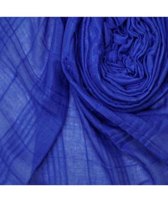 Premium Crush Cotton Fabric - Designer Party Wear Striped Liner Stole With Colourful Fringe's - Blue 4