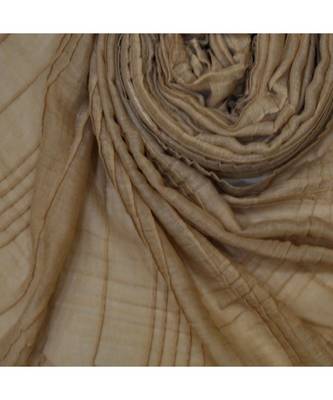Premium Crush Cotton Fabric - Designer Party Wear Striped Liner Stole With Colourful Fringe's - Brown 4