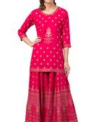 MRC Women Rayon Printed Kurti With Plazo Set