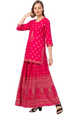 MRC Women Rayon Printed Kurti With Plazo Set 3