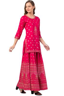 MRC Women Rayon Printed Kurti With Plazo Set 4