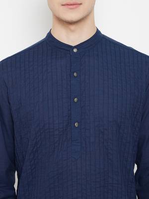 Blue plain cotton men-kurtas 5