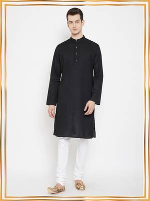 Black plain cotton men-kurtas 1