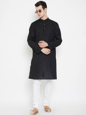 Black plain cotton men-kurtas 2