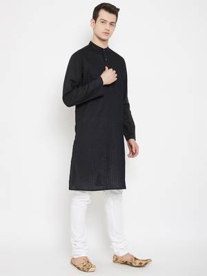 Black plain cotton men-kurtas 3