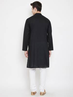 Black plain cotton men-kurtas 4