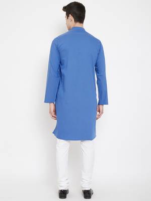 Blue plain viscose rayon men-kurtas 4