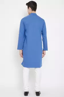Blue plain viscose rayon men-kurtas
