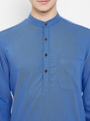 Blue plain viscose rayon men-kurtas 5