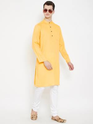 Yellow woven cotton men-kurtas 2