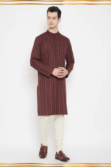 Maroon plain viscose rayon men-kurtas