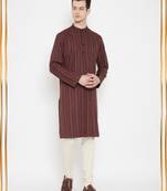 Maroon plain viscose rayon men-kurtas