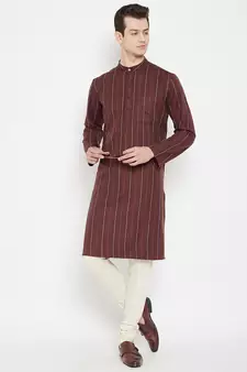 Maroon plain viscose rayon men-kurtas