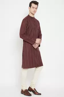 Maroon plain viscose rayon men-kurtas