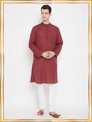 Maroon woven viscose rayon men-kurtas 1