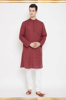 Maroon woven viscose rayon men-kurtas