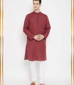 Maroon woven viscose rayon men-kurtas