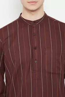 Maroon plain viscose rayon men-kurtas