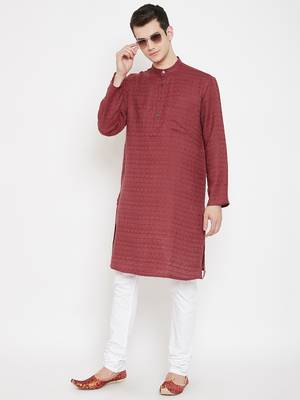 Maroon woven viscose rayon men-kurtas 2