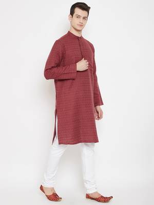 Maroon woven viscose rayon men-kurtas 3