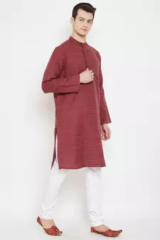 Maroon woven viscose rayon men-kurtas