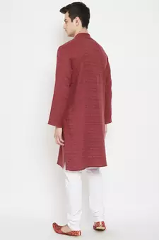 Maroon woven viscose rayon men-kurtas