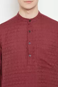 Maroon woven viscose rayon men-kurtas