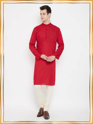 Red plain viscose rayon men-kurtas 1