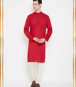 Red plain viscose rayon men-kurtas