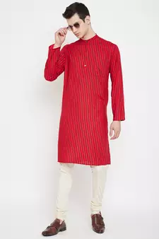 Red plain viscose rayon men-kurtas