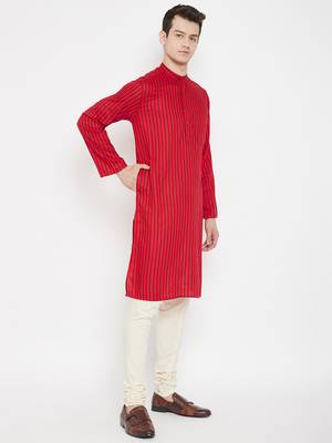 Red plain viscose rayon men-kurtas 3