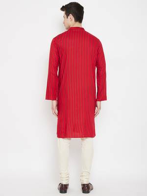 Red plain viscose rayon men-kurtas 4
