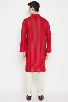 Red plain viscose rayon men-kurtas