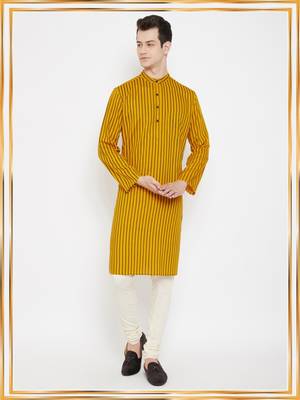 Yellow plain viscose rayon men-kurtas 1