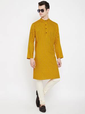 Yellow plain viscose rayon men-kurtas 2