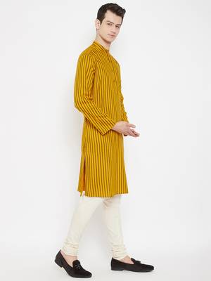Yellow plain viscose rayon men-kurtas 3