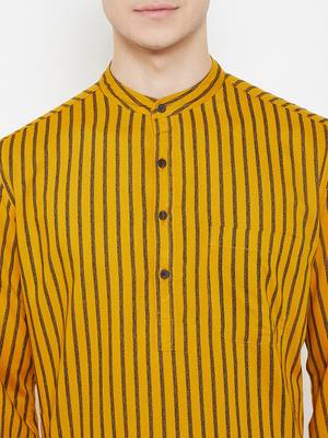 Yellow plain viscose rayon men-kurtas 5