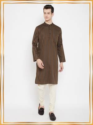 Brown plain viscose rayon men-kurtas 1