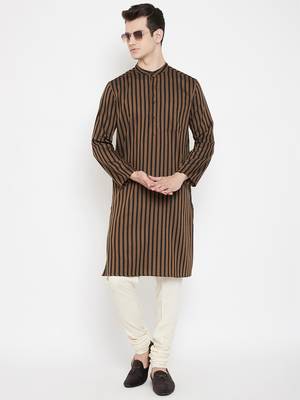 Brown plain viscose rayon men-kurtas 2