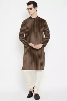 Brown plain viscose rayon men-kurtas