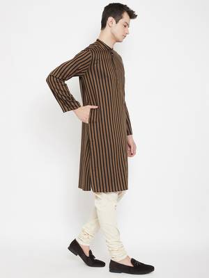 Brown plain viscose rayon men-kurtas 3