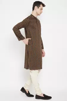 Brown plain viscose rayon men-kurtas