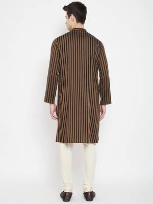 Brown plain viscose rayon men-kurtas 4