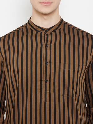 Brown plain viscose rayon men-kurtas 5