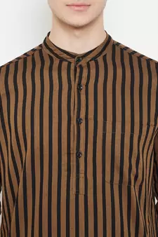 Brown plain viscose rayon men-kurtas